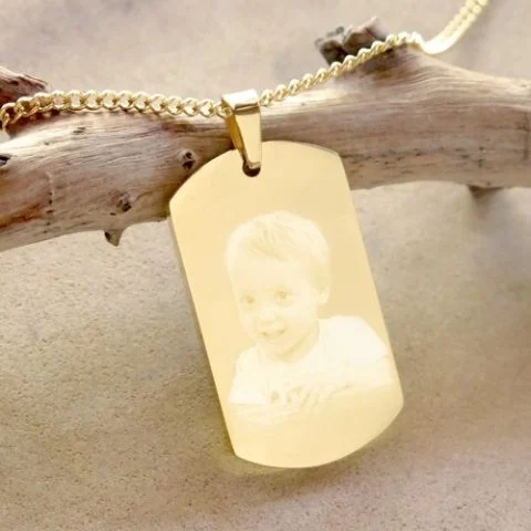 Photo Engraved Gold Pendant Standart Size